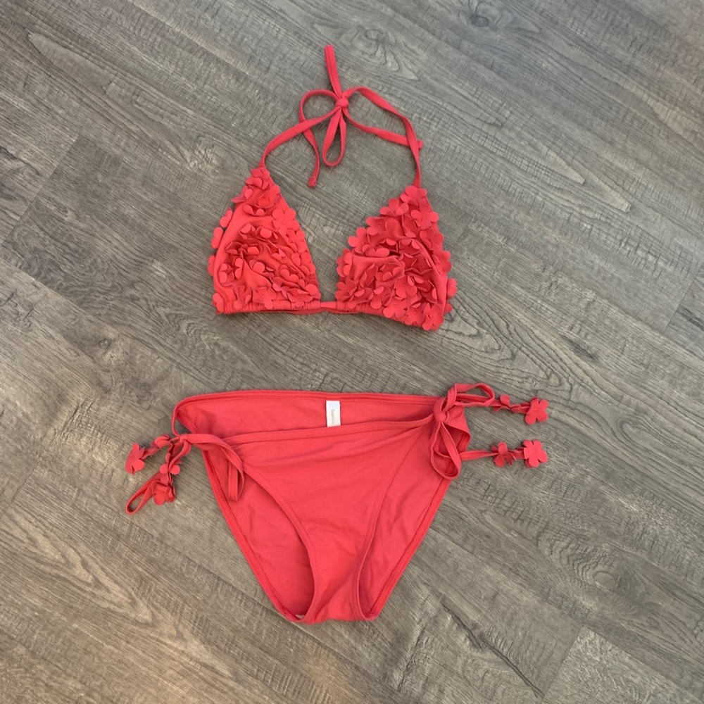 🌸Gap Body Pink/Red Bikini Top Size L Bottom M